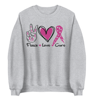 Peace, Love, Cure | Breast Cancer Awareness | Sweatshirt