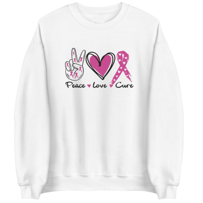 Peace, Love, Cure | Breast Cancer Awareness | Sweatshirt